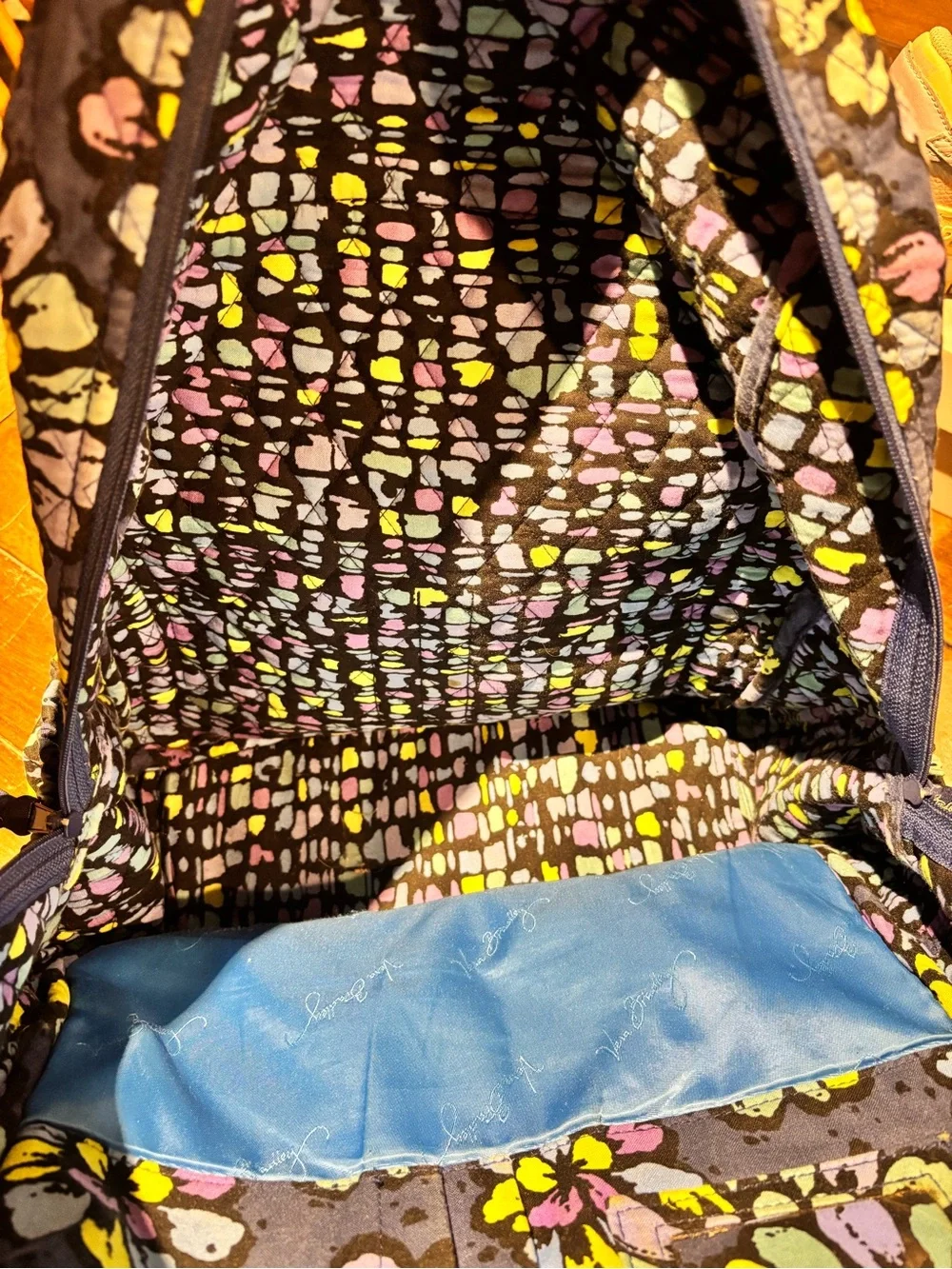 Vera Bradley Navy Quilted Floral Backpack in Indigo Pop